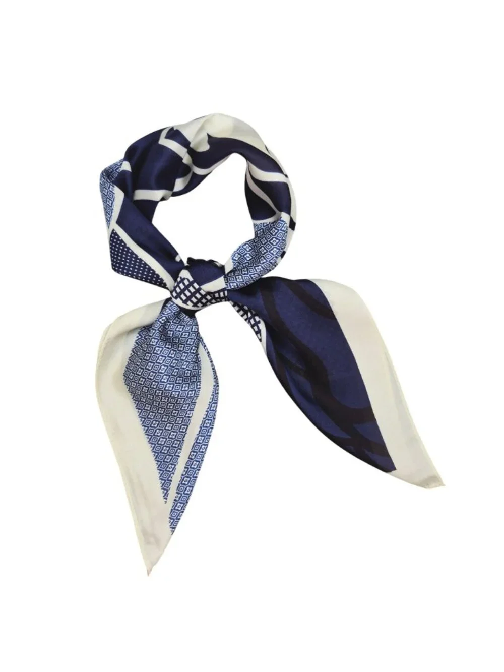 ⭐Silky Navy Blue Camellia Scarf Large Floral Print Chic Luxury Accessory hijab